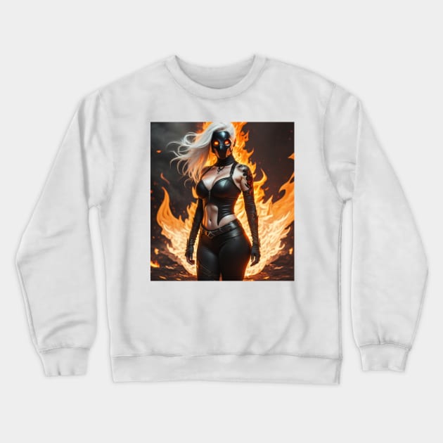 Fire girl Crewneck Sweatshirt by Mateo